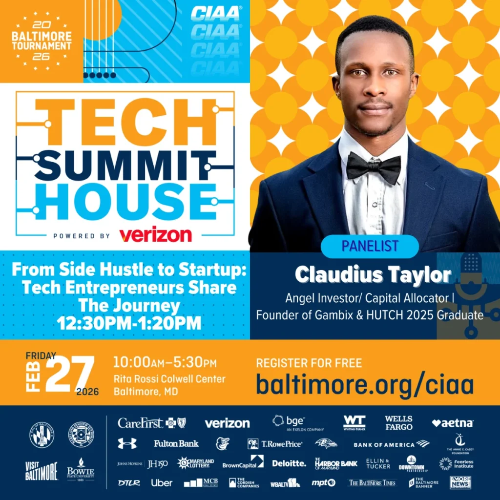 Event flyer for a Tech Summit House session featuring Claudius Taylor